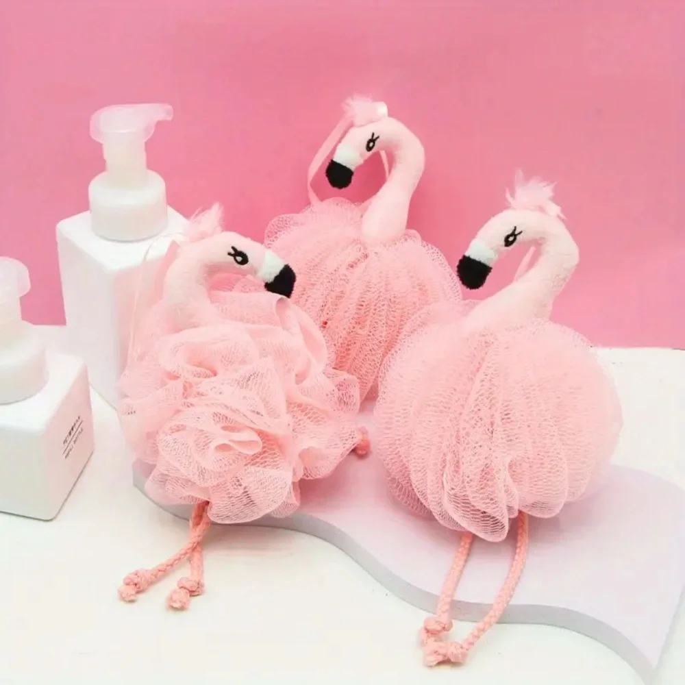 Pink Flamingo Bath Loofah Pink  One Piece